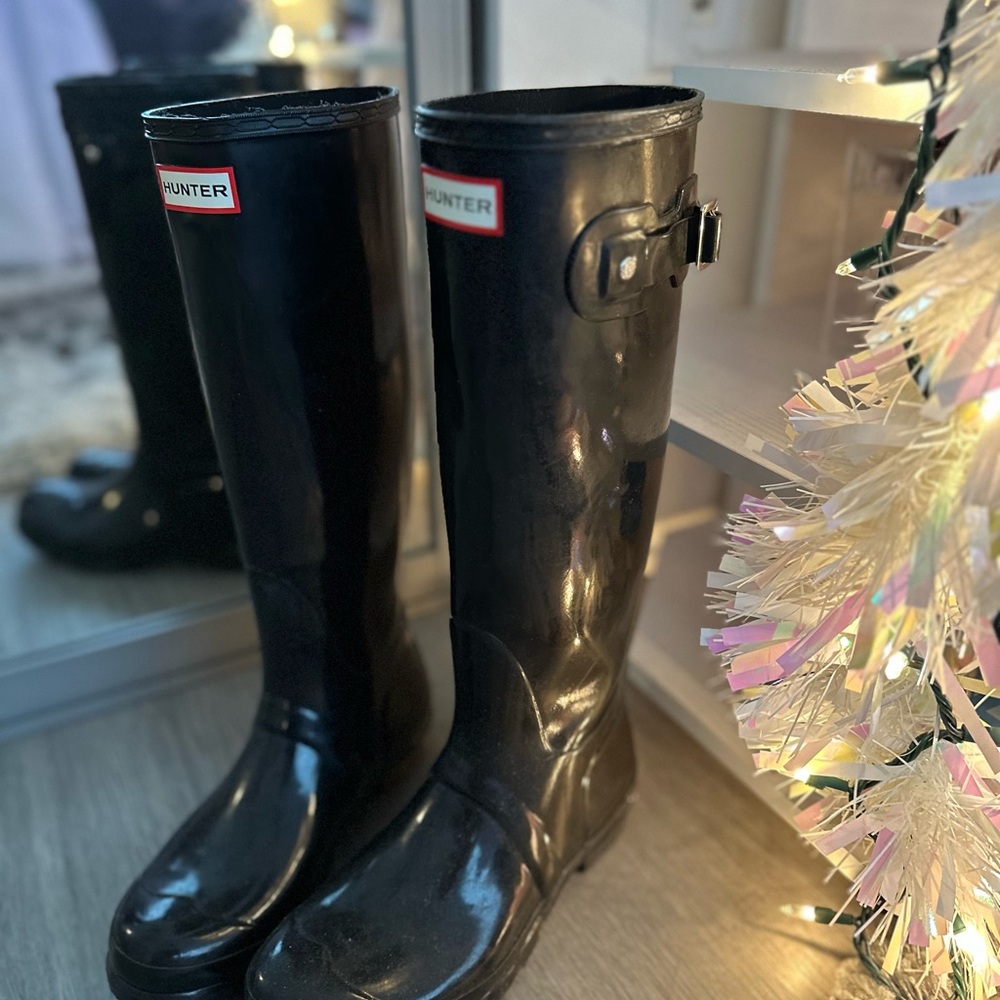 Hunter Black Tall Rain Boots - Picture 2 of 3